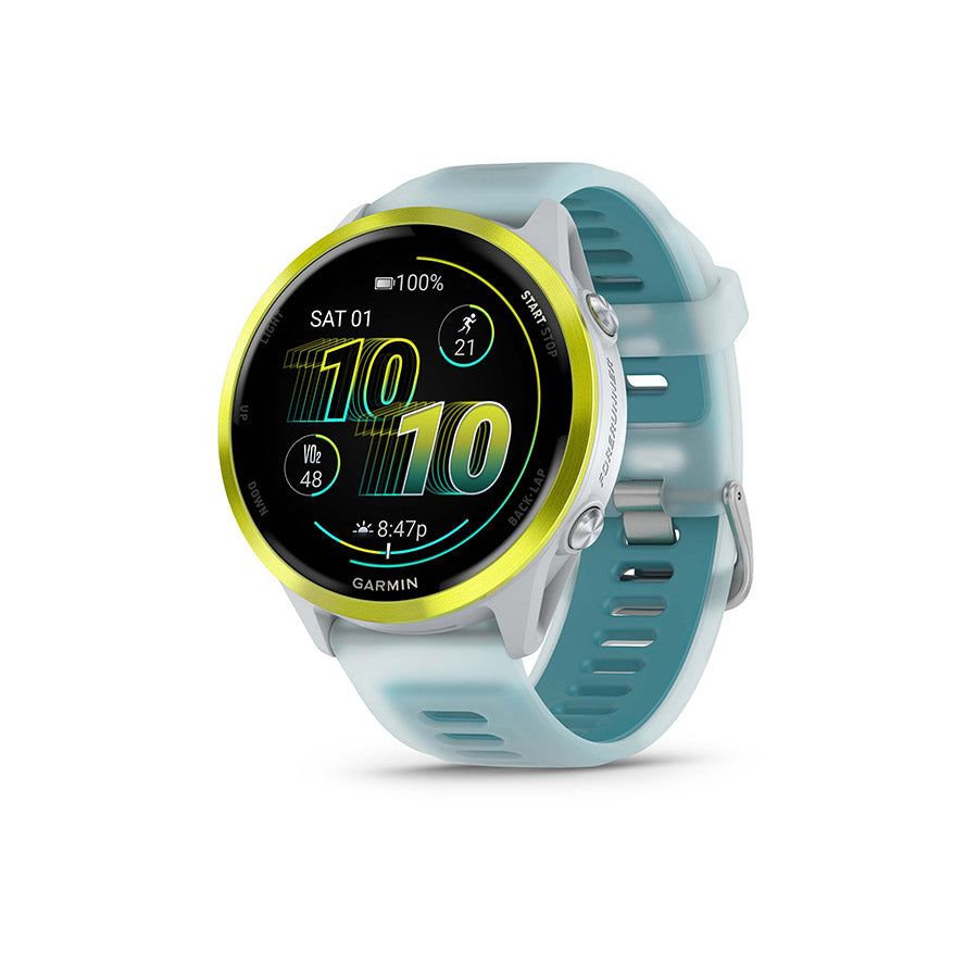 Garmin, Forerunner 570 47mm, Watch, Watch Color: Whitestone, Wristband: Translucent Whitestone/Turquoise - Silicone