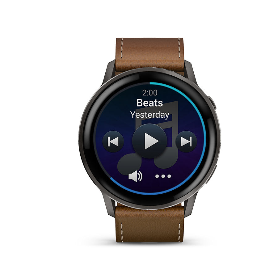Garmin, Venu 4 45mm, Watch, Watch Color: Slate, Wristband: Brown - Leather