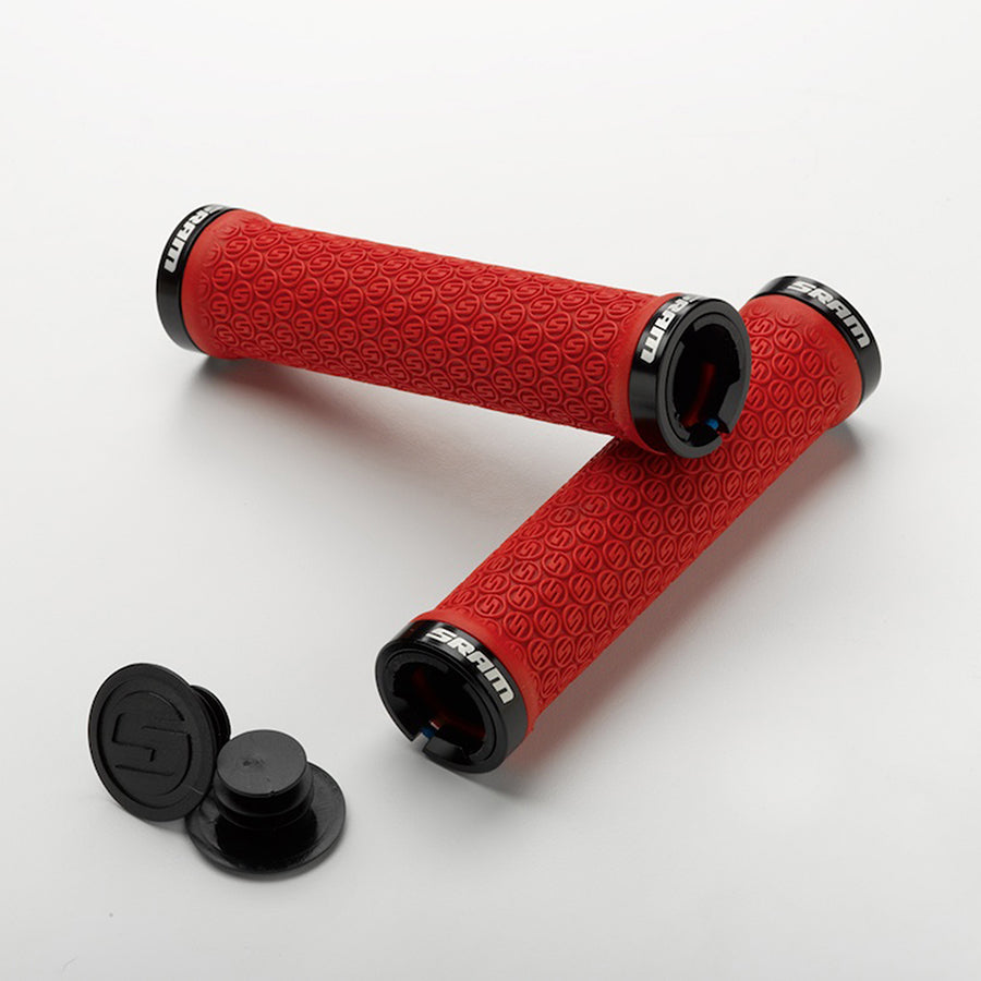 SRAM, Lock-On, Grips, 130mm, Red, Pair