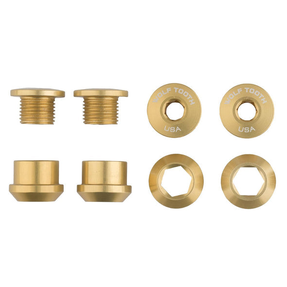 SET OF 4 CHAINRING BOLTS+NUTS FOR 1X GOLD 6MM