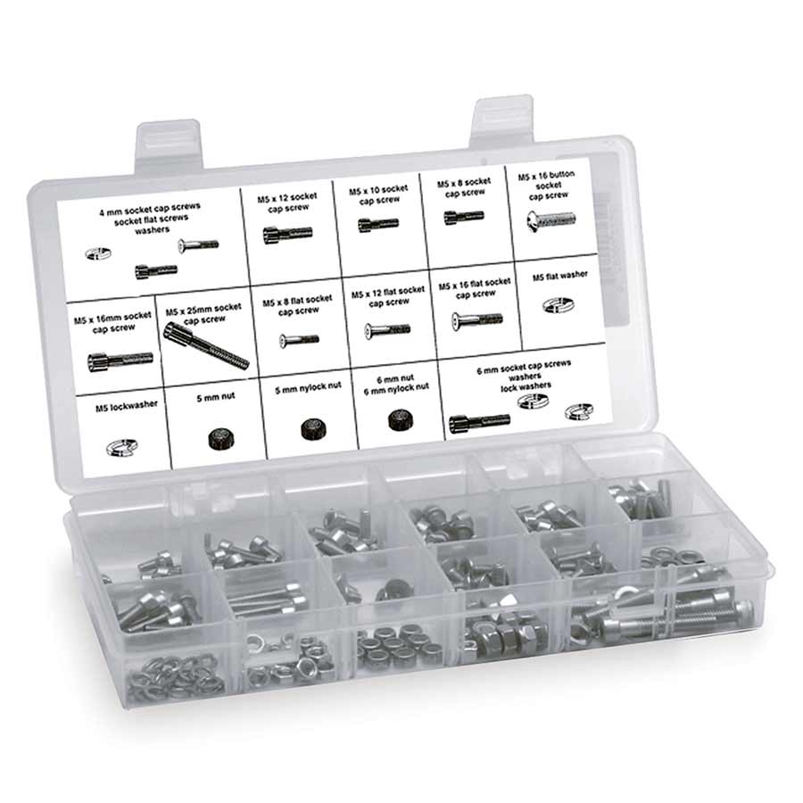 Wheels Manufacturing 4,5,6mm Fastener Kit - 218 Pieces of StainlessSteel Bolts, Nuts, Washers