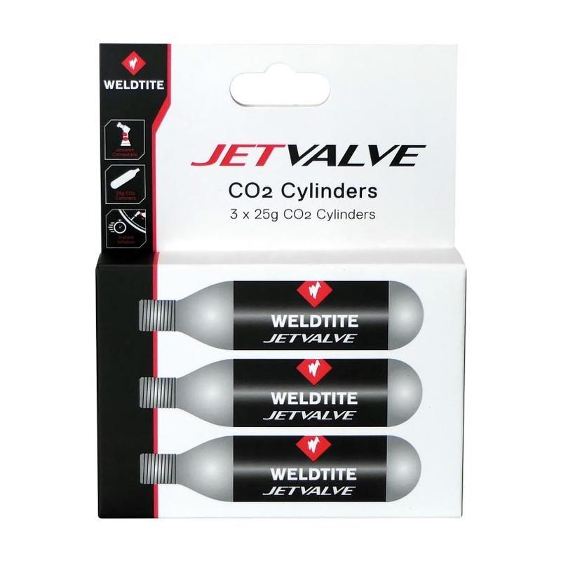 Weldtite Jetvalve CO2 Cartridges, Threaded 25g /set of 3