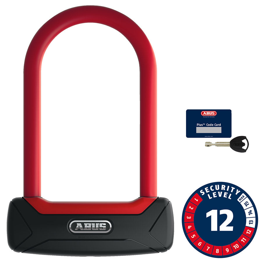 Abus, Granit Plus 640, U-Lock, Key, 12mm, 8.30cm x 15.0cm, 3.3'' x 5.9'', Red