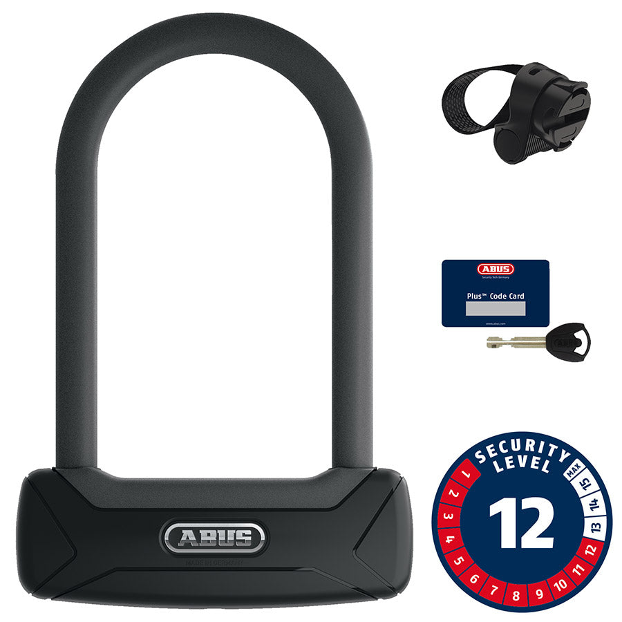 Abus, Granit Plus 640, U-Lock, Key, 12mm, 8.30cm x 23.0cm, 3.3'' x 9'', TexKF, Black
