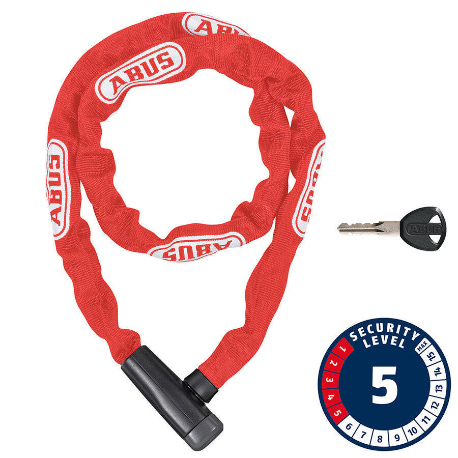 Abus, Steel-O-Chain 5805K Chain with key lock, 5mm x 75cm (5mm x 2.5'), Red