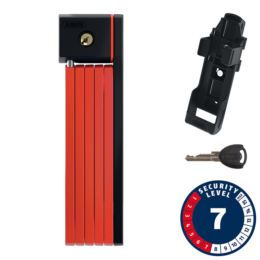 Abus, Bordo uGrip 5700 SH, Folding Lock, Key, 80cm, 2.6', 5mm, Red