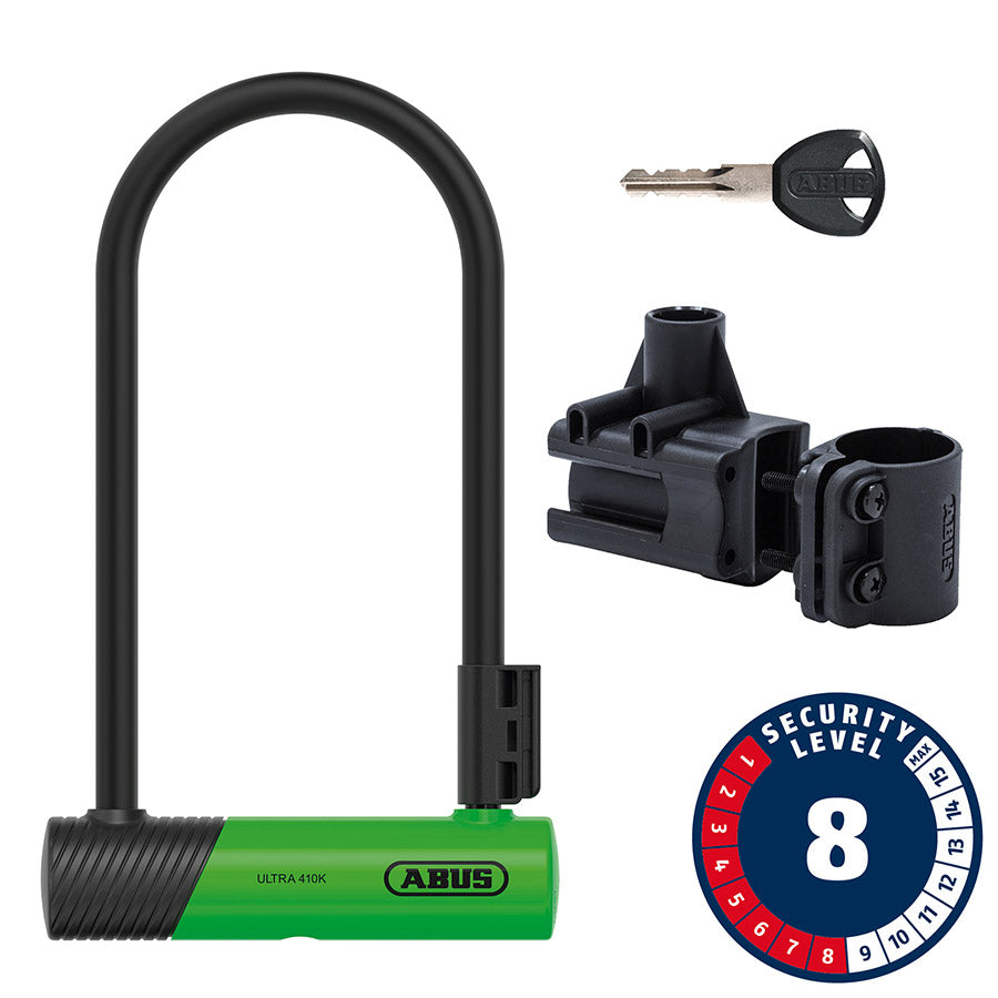 Abus, Ultra 410K, U-Lock, Key, 12mm, 170x230mm, 6.7''x9'', SH34, Green