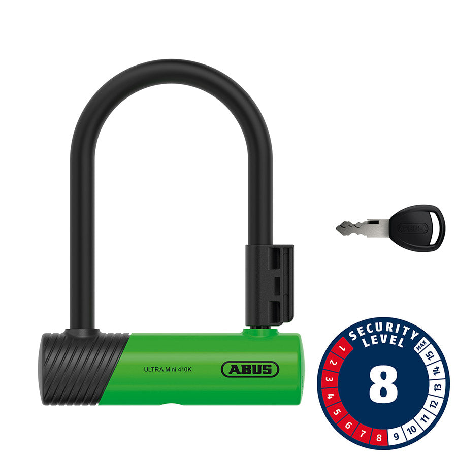 Abus, Ultra 410K Mini, U-Lock, Key, 12mm, 140x150mm, 5.5''x5.9'', SH34, Green