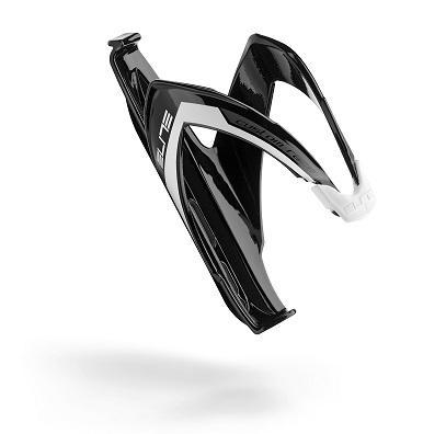 Elite Custom Race Fiber Reinforced Composite Bottle Cage Gloss Black w/ White Graphic