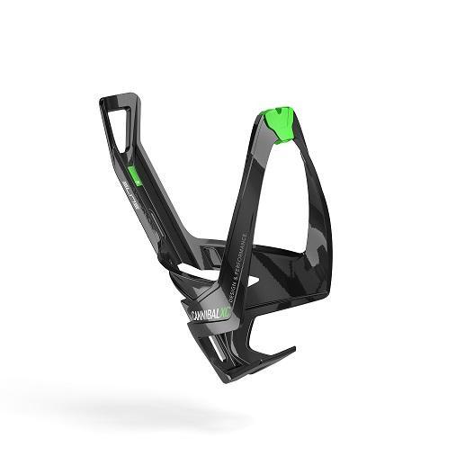 Elite Cannibal XC Fiber Reinforced Composite Bottle Cage Gloss Black w/ Green Graphic