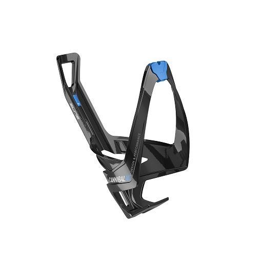 Elite Cannibal XC Fiber Reinforced Composite Bottle Cage Gloss Black w/ Blue Graphic