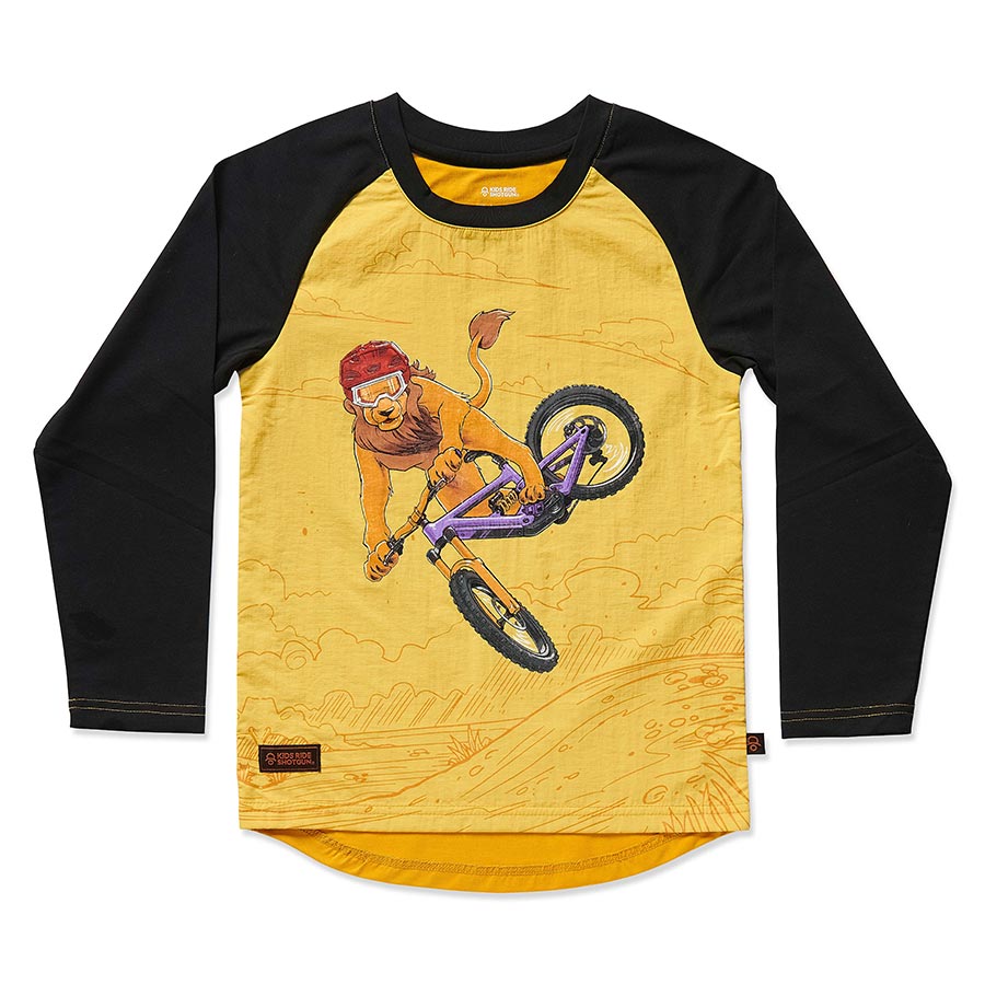 Kids Ride Shotgun, Windproof MTB Kids, Youth Jersey, Lion, S