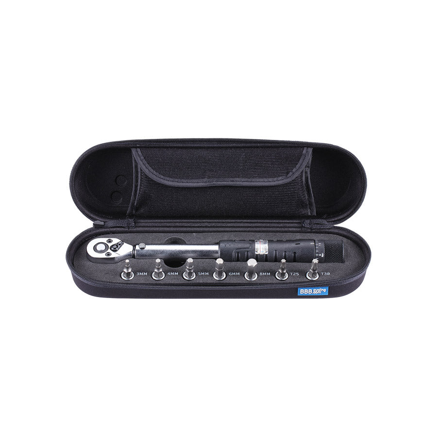 BBB Cycling, BTL-73 TorqueSet, Torque Wrench, Ratcheting: Yes, : 1/4'', 2-14Nm, : 3,4,5,6,8mm Hex, T25, T30, Set