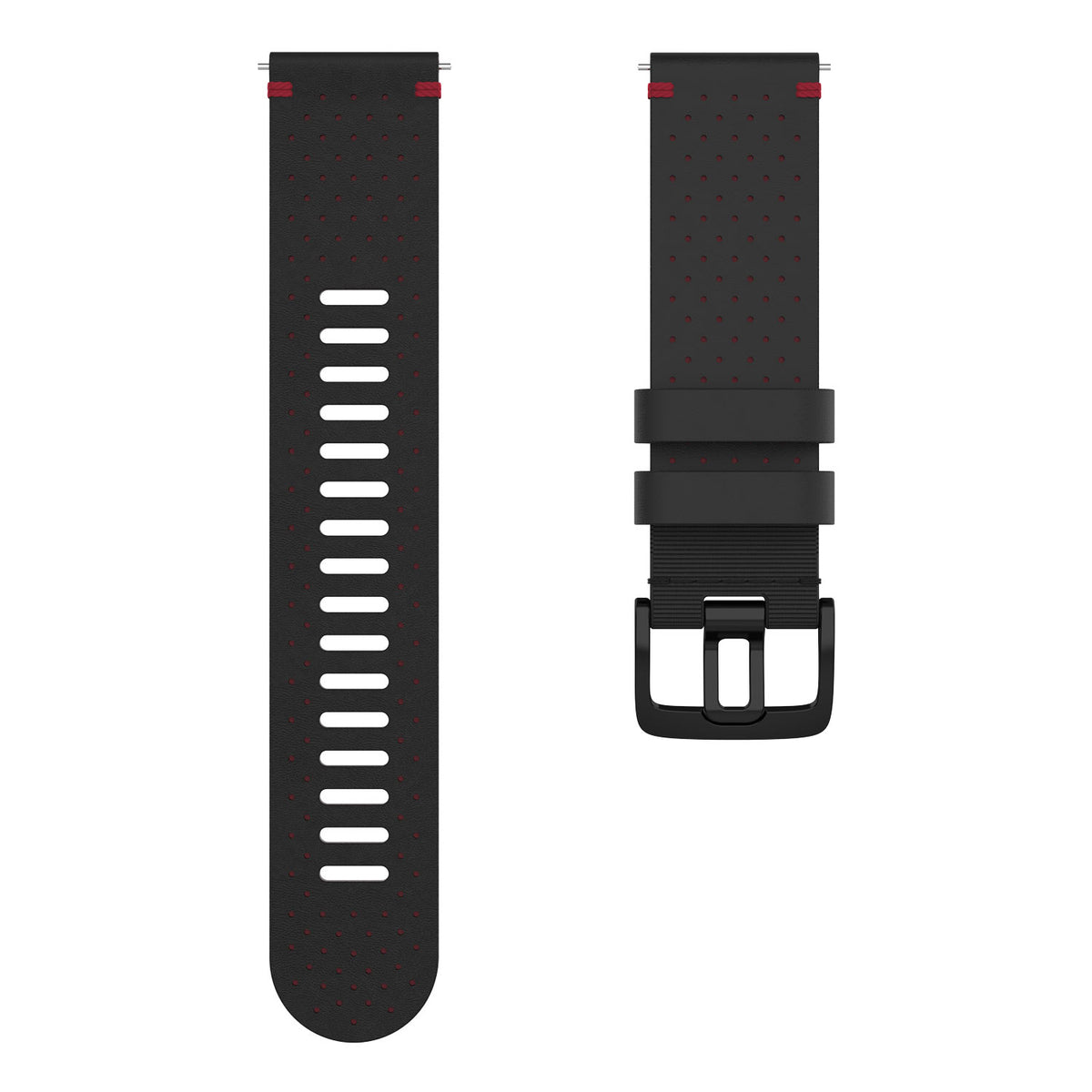 POLAR WRIST BAND 22MM LTHR BLK/RED M/L