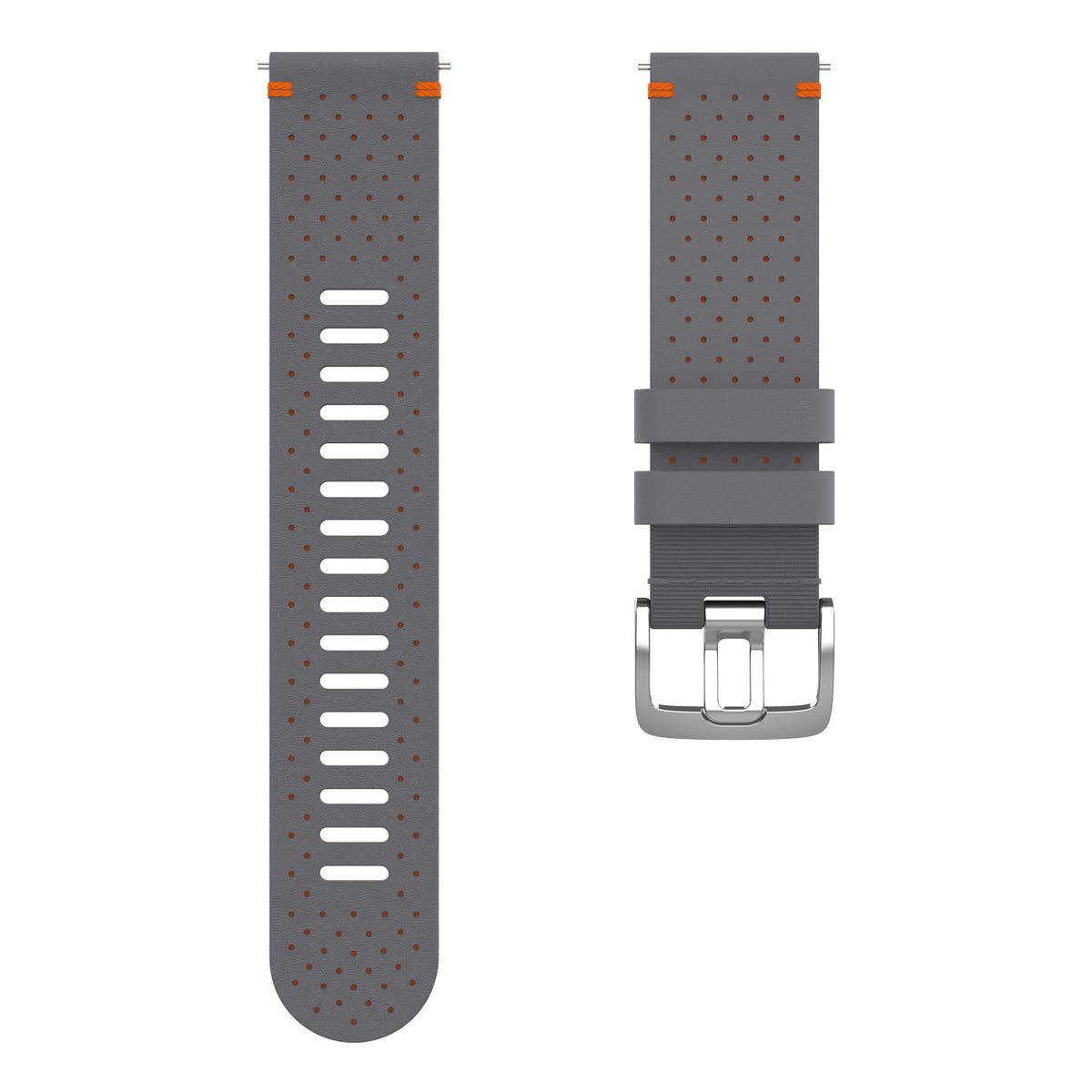 POLAR WRIST BAND 22MM LTHR GRY/ORA M/L