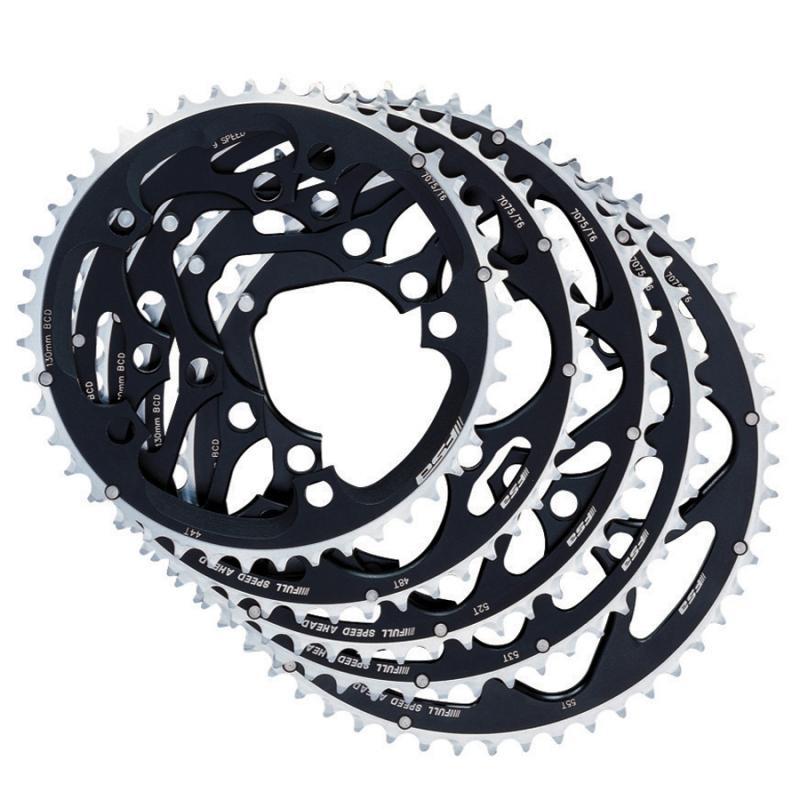 Full Speed Ahead Super Road Chainring - 53t, 130 BCD, 5-Bolt, Aluminum,N10/N11, Black/Silver