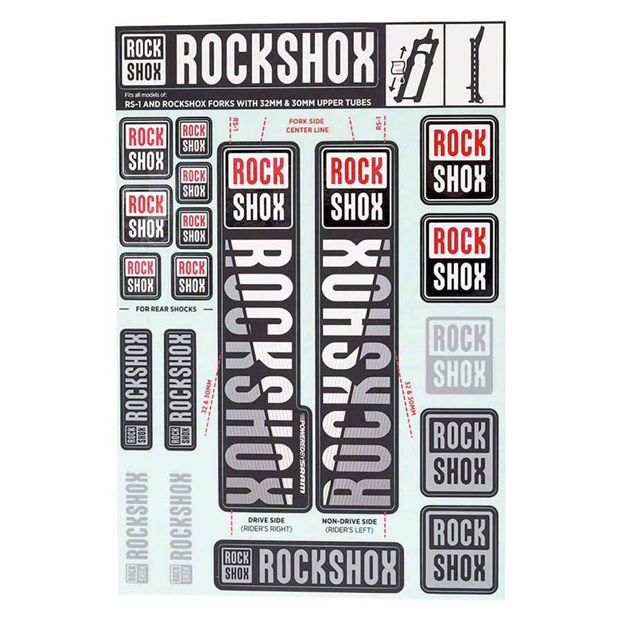 RockShox, 35mm Decal Kit - MY18, White, Kit