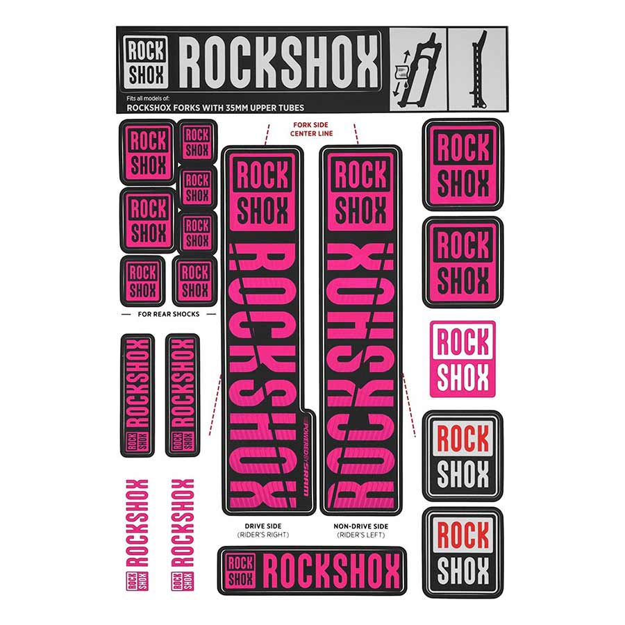 RockShox, 35mm Decal Kit - MY18, Magenta, Kit