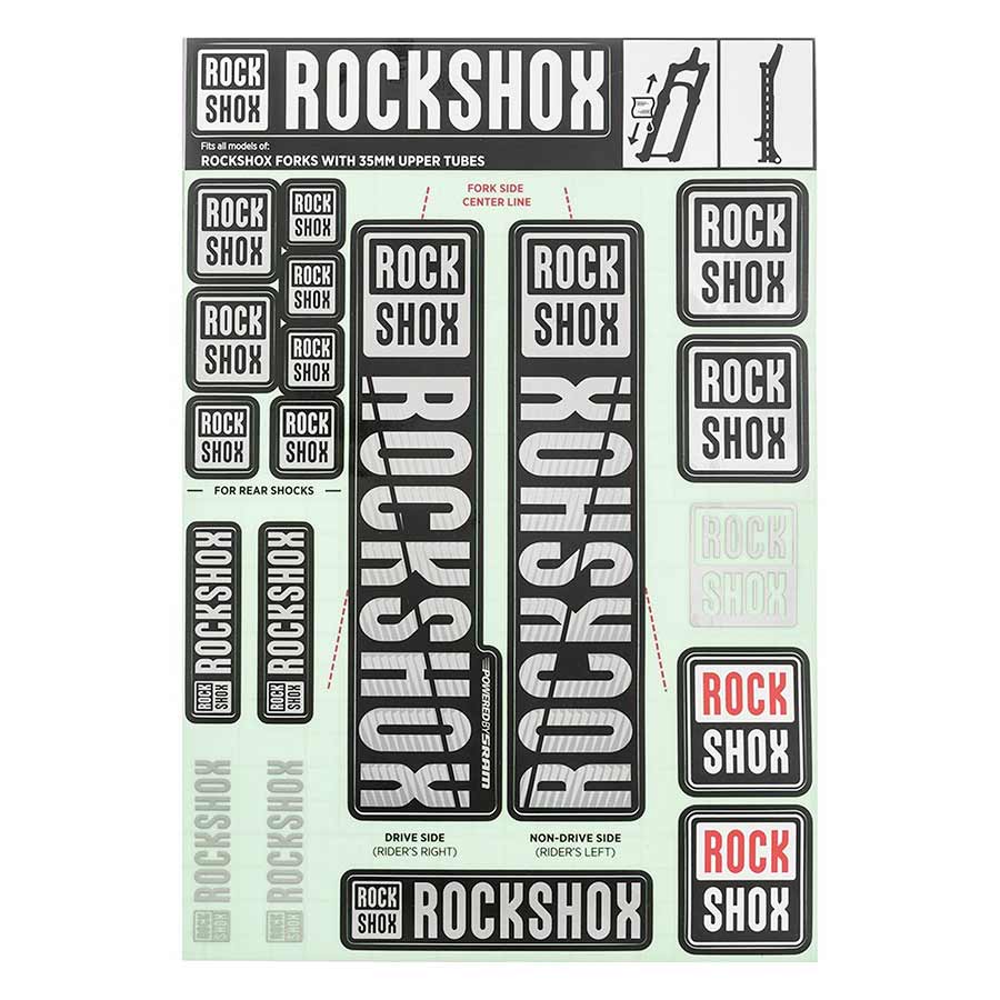 RockShox, 35mm Decal Kit - MY18, Grey, Kit