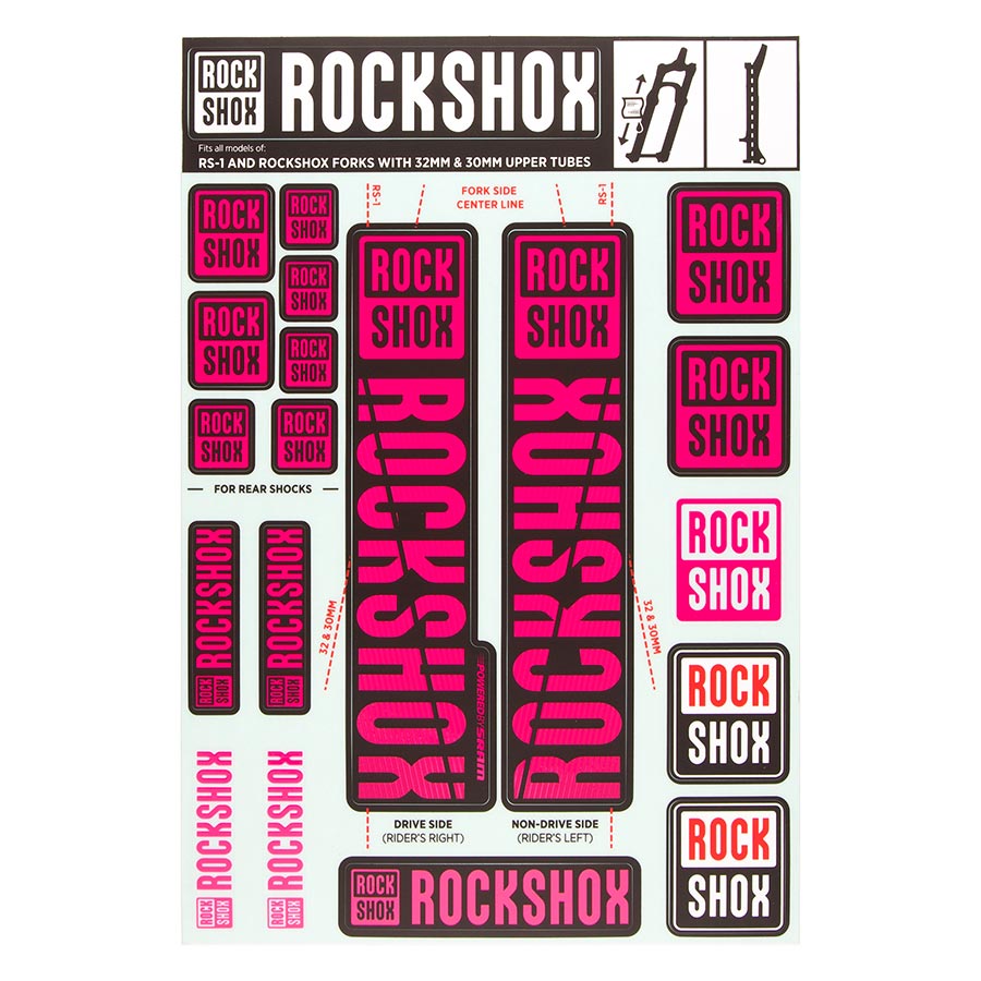 RockShox, Decal Kit 30/32mm for 30/32mm Magenta, 11.4318.003.503