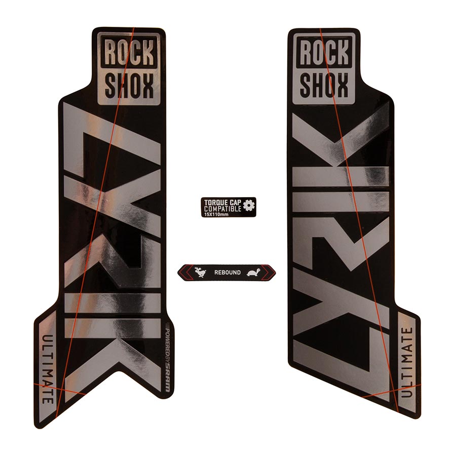 RockShox, Lyrik Ultimate Decal Kit, Gloss Polar for Gloss Black Lowers