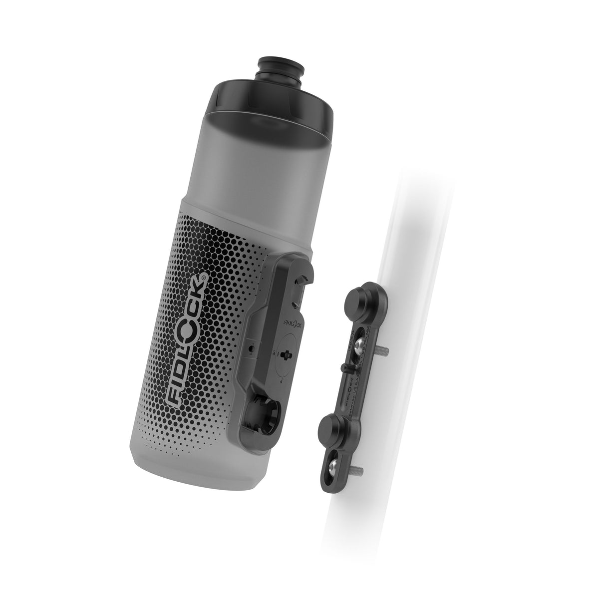 Fidlock 600ML Twist Bottle Antibacterial  With Mount And Bike Base- Transparent Black