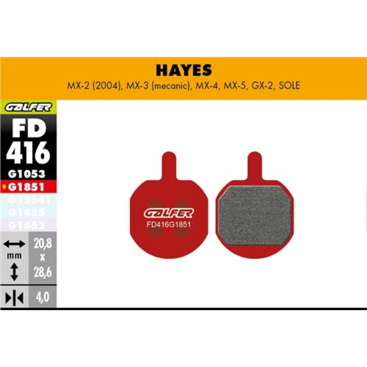 Brake Pad Bike Advanced Hayes MX2- MX3- GX2