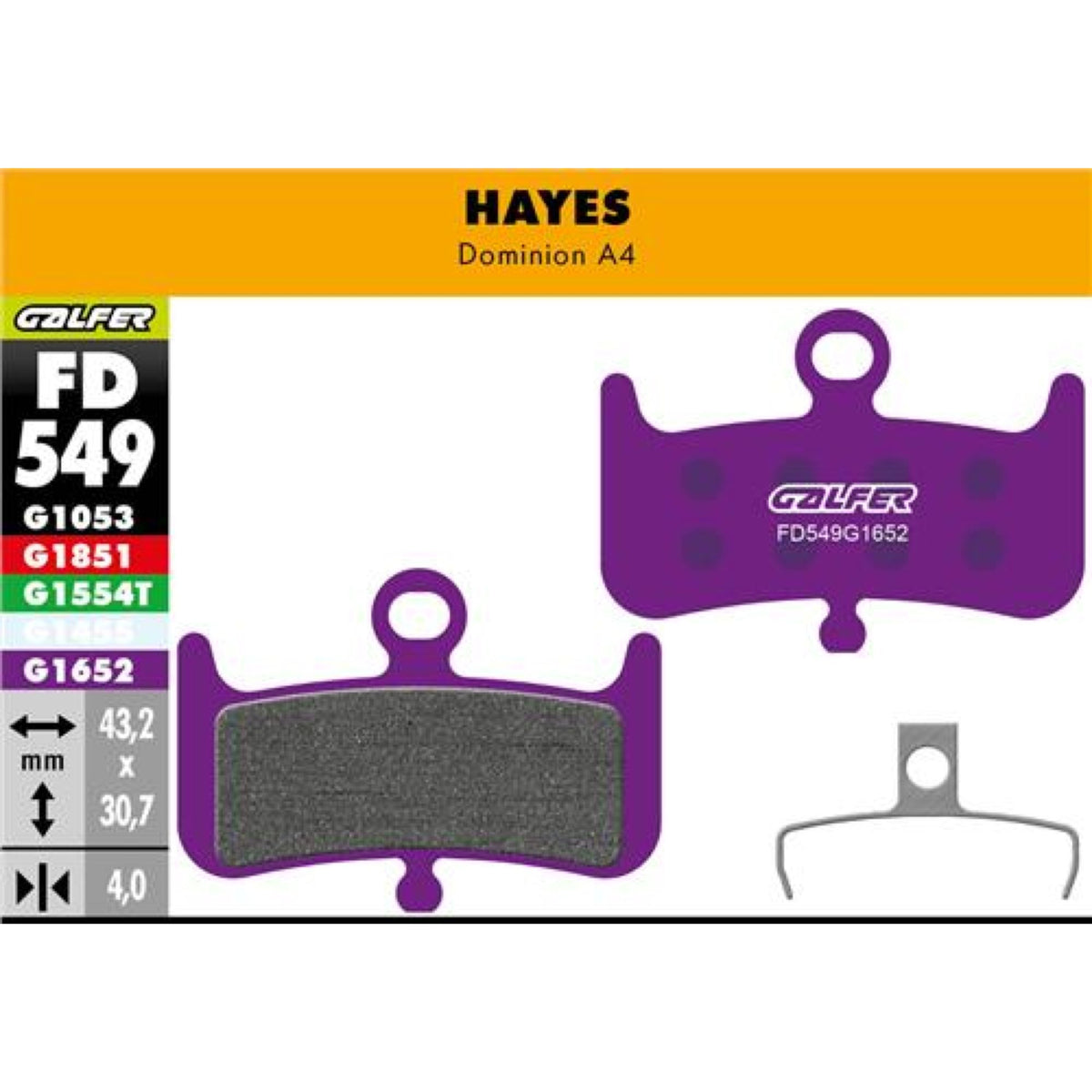 Brake Pad E-Bike Hayes Dominion A4