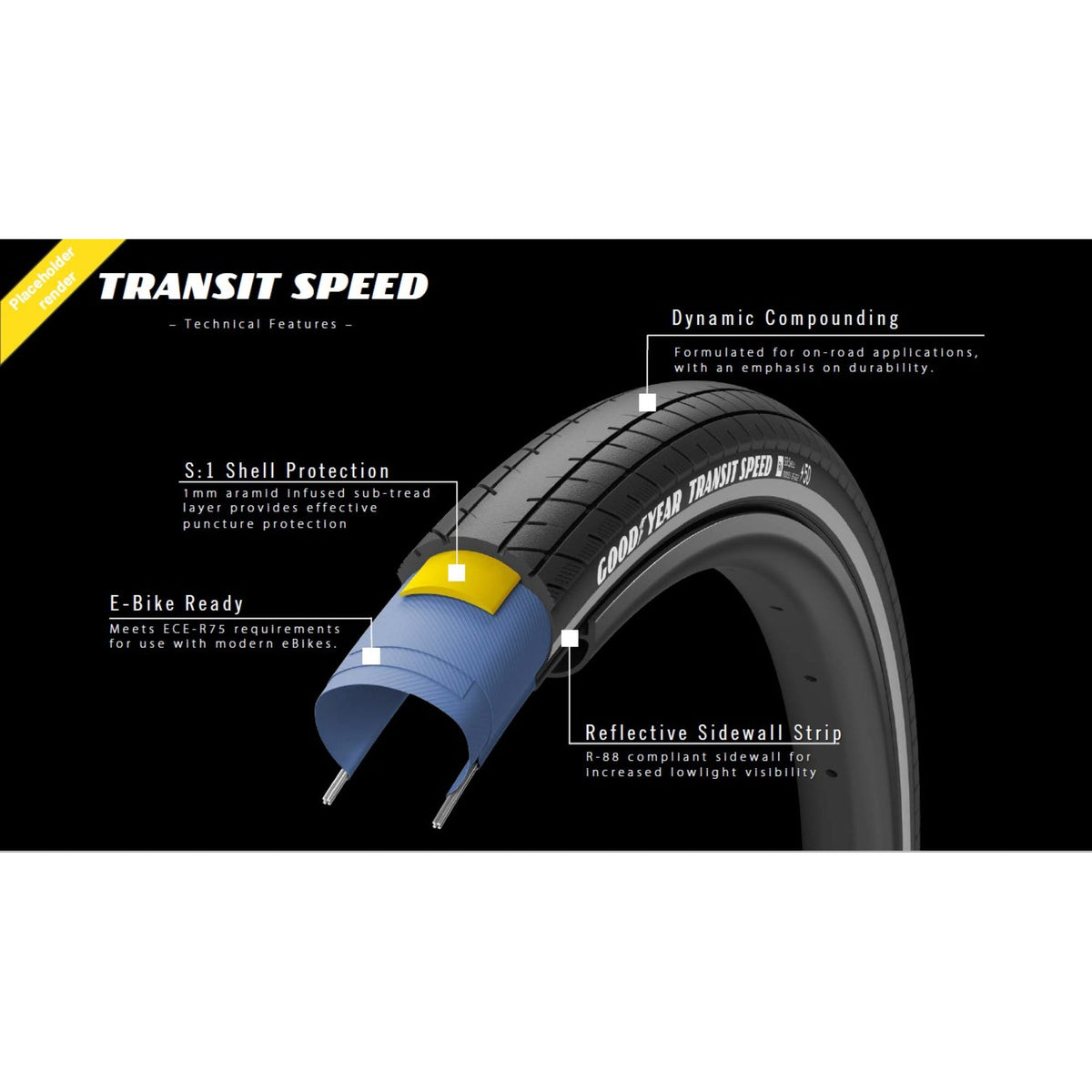 Goodyear Bicycle Tire Road Eagle Sport Tube Type 700x32 Wire Black