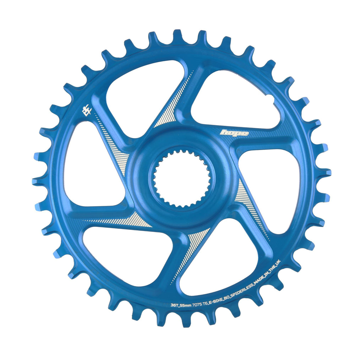 Hope Chainring Spiderless 34T R22 E Bike BOW Blue