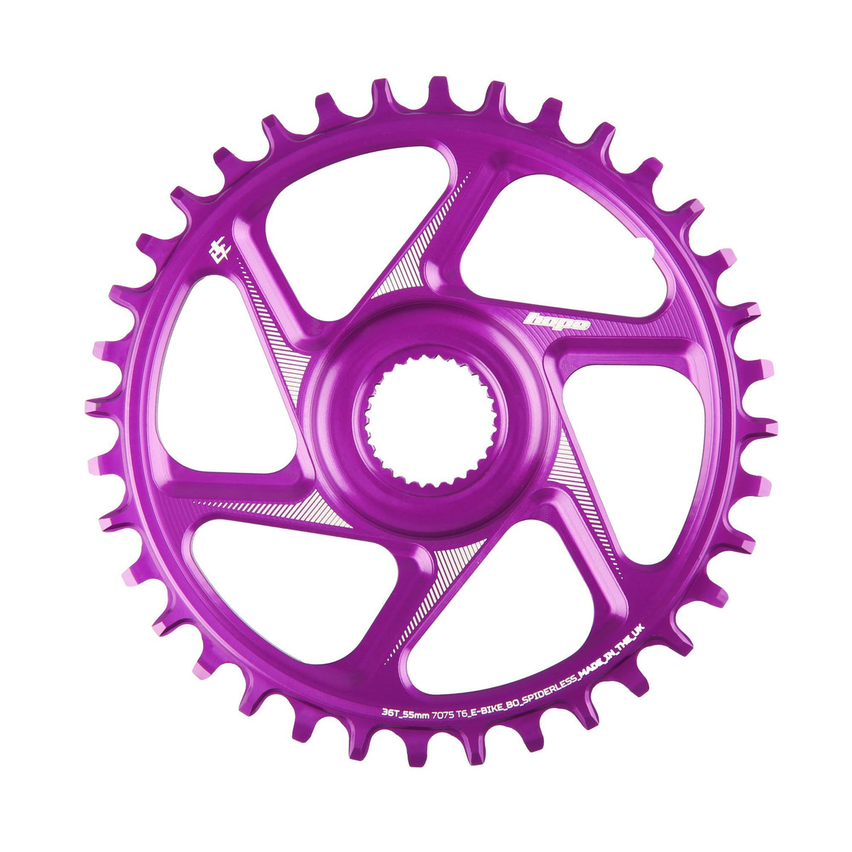 Hope Chainring Spiderless 34T R22 E Bike BOW Purple