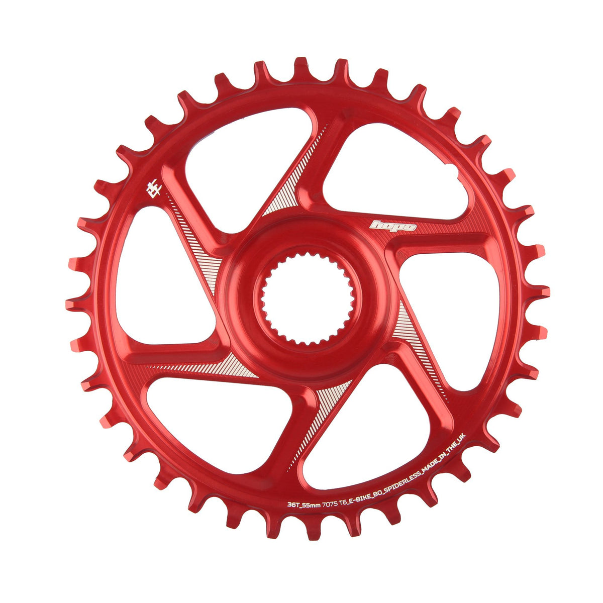 Hope Chainring Spiderless 34T R22 E Bike BOW Red