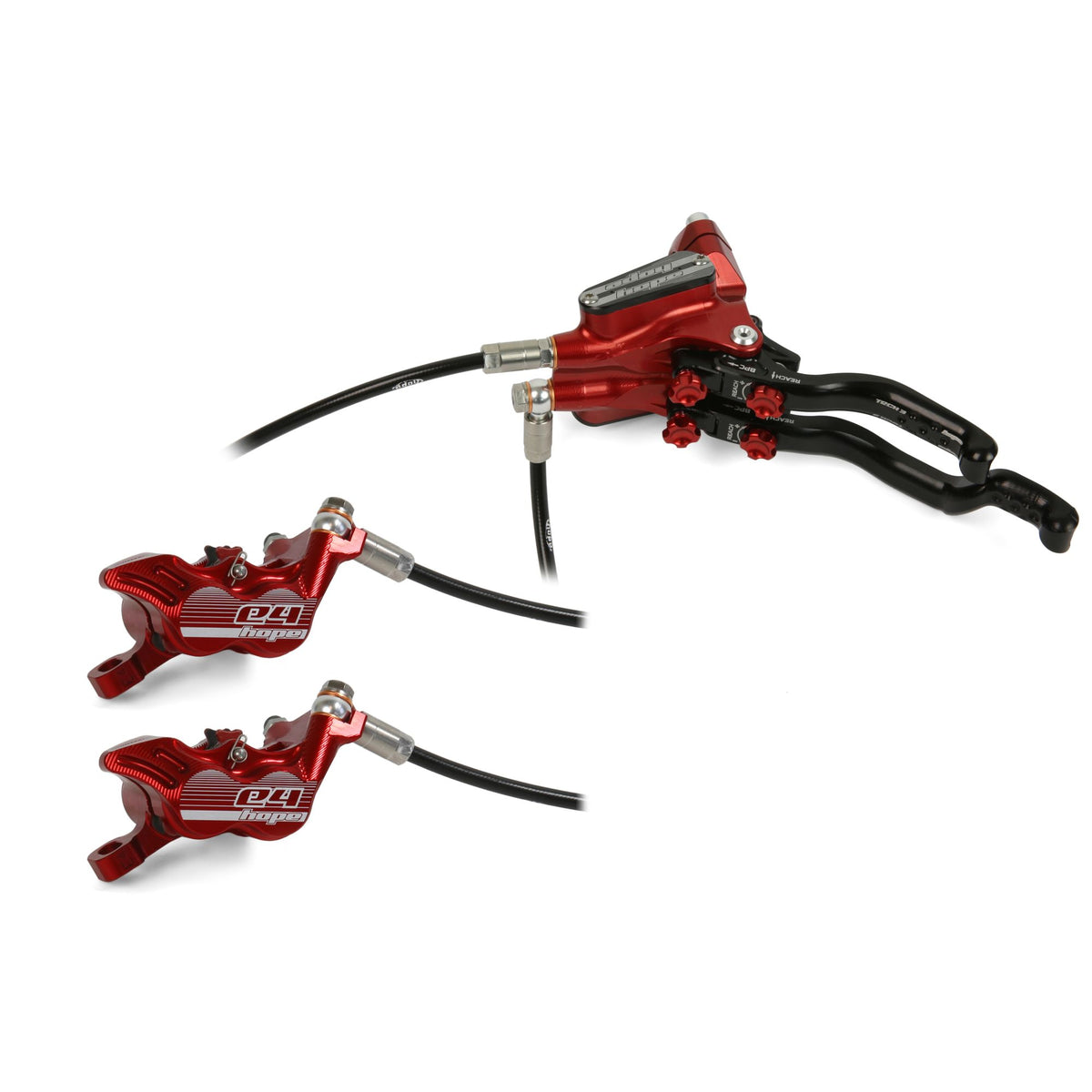 Hope Brake Tech 3 Duo E4 No Rotor LH Red