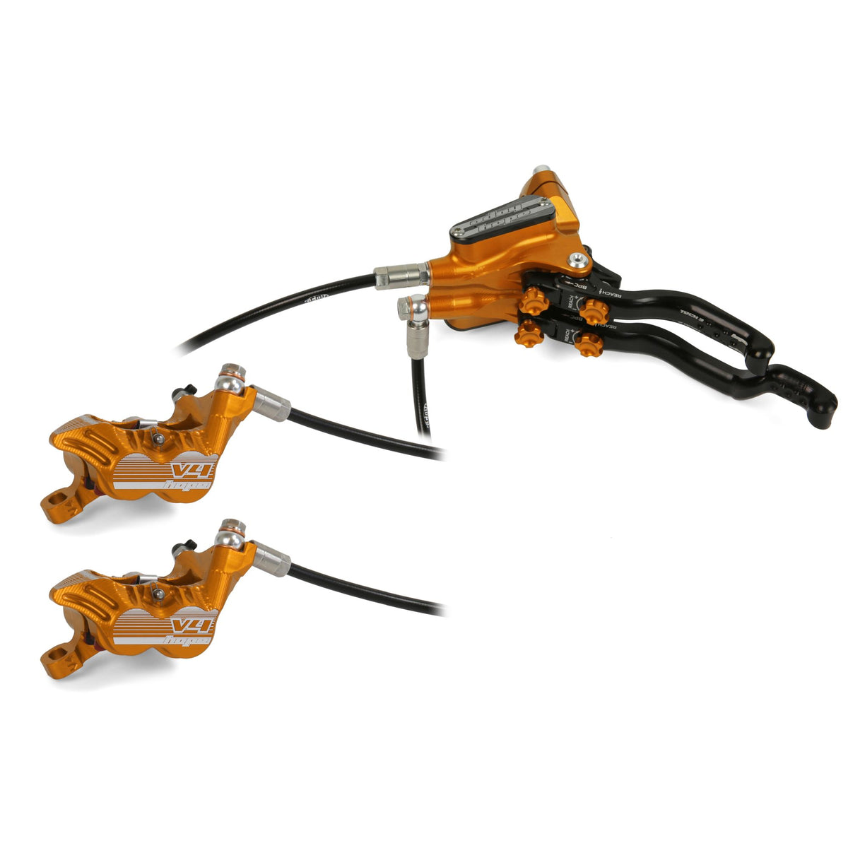 Hope Brake Tech 3 Duo V4 No Rotor LH Orange