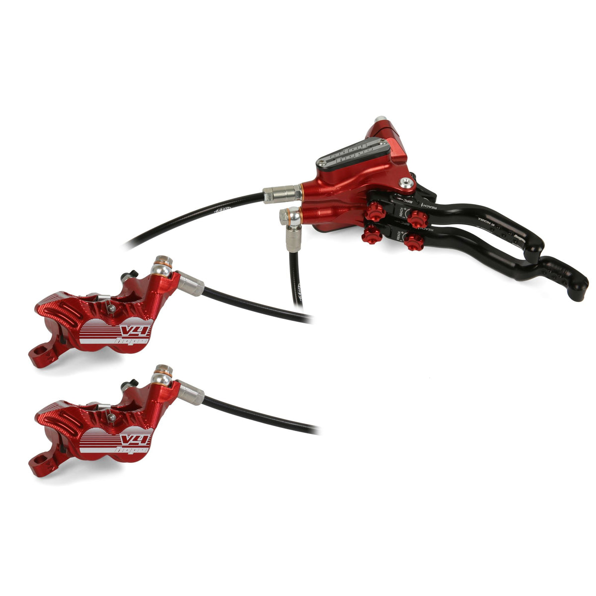 Hope Brake Tech 3 Duo V4 No Rotor LH Red