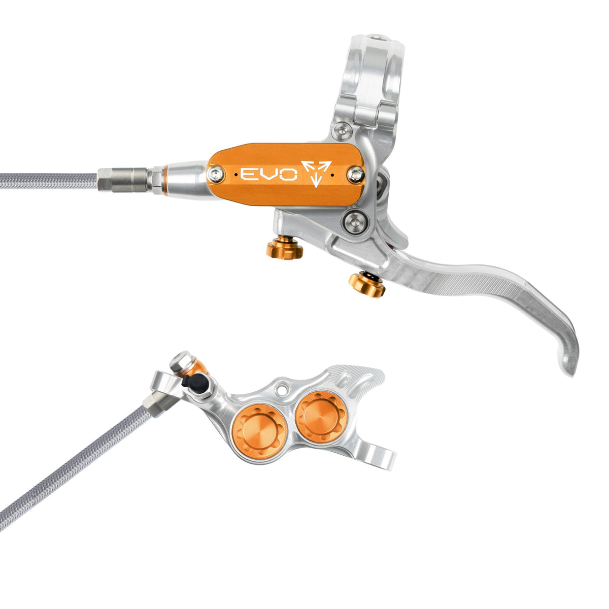 Hope Brake EVO TR4 No Rotor BRAIDED LH- Silver/Orange