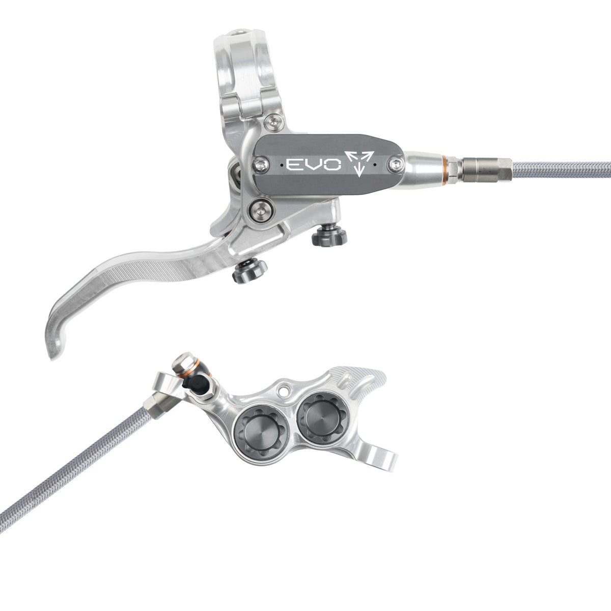 Hope Brake EVO TR4 No Rotor BRAIDED RH- Silver/Smoke