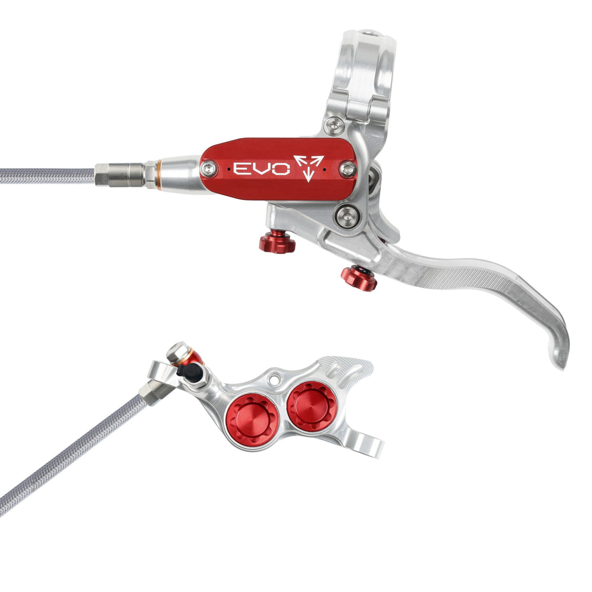 Hope Brake EVO TR4 No Rotor BRAIDED LH- Silver/Red