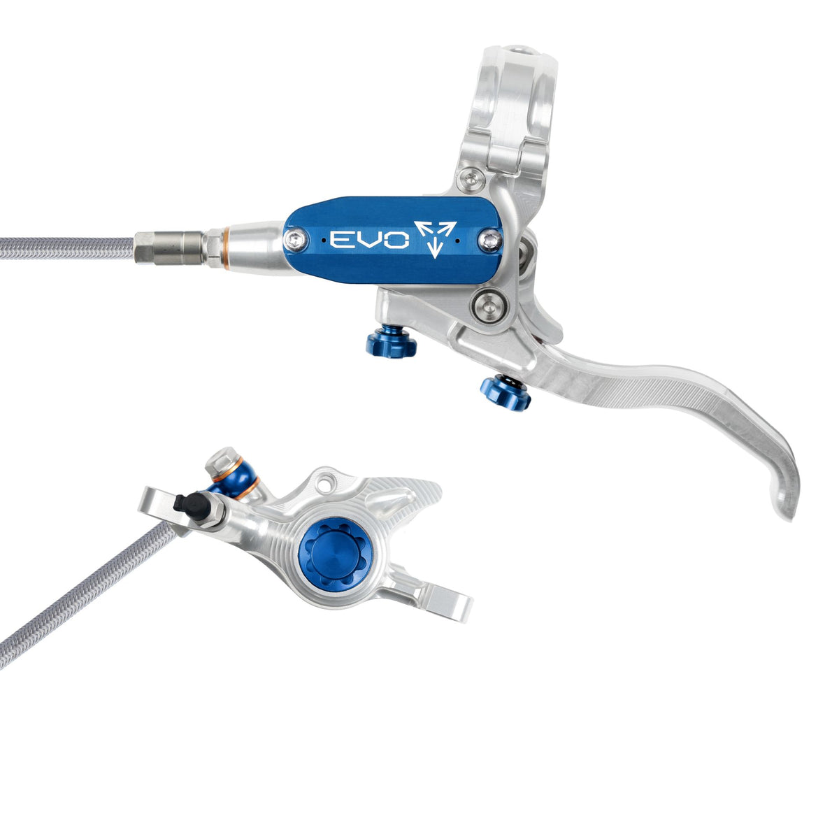 Hope Brake EVO X2 No Rotor BRAIDED LH- Silver/Blue