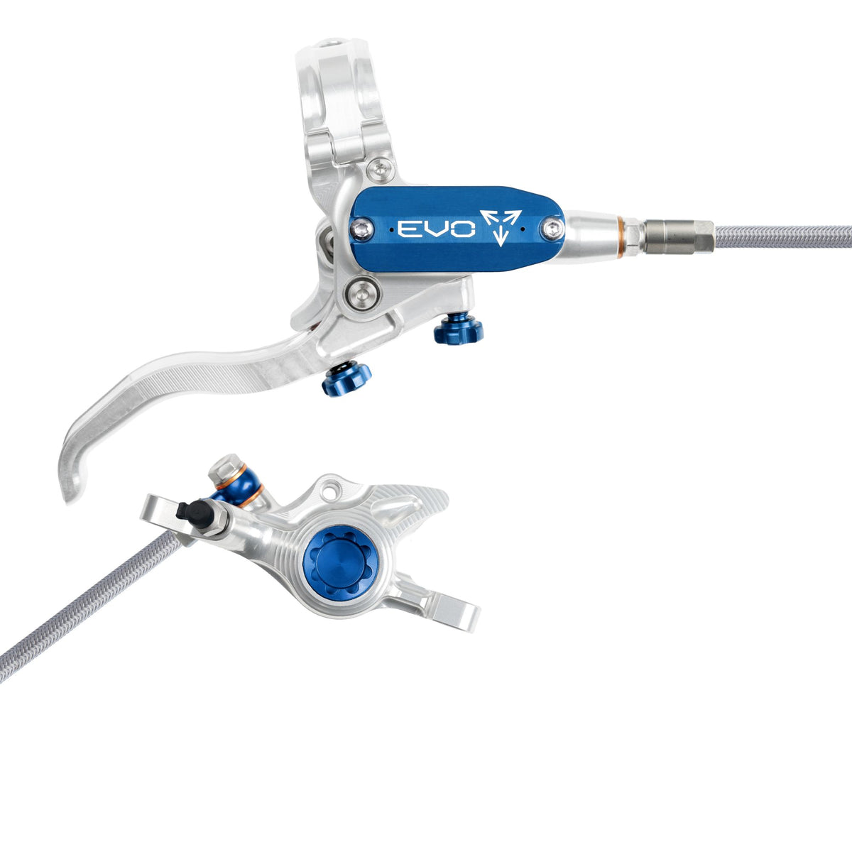 Hope Brake EVO X2 No Rotor BRAIDED RH- Silver/Blue