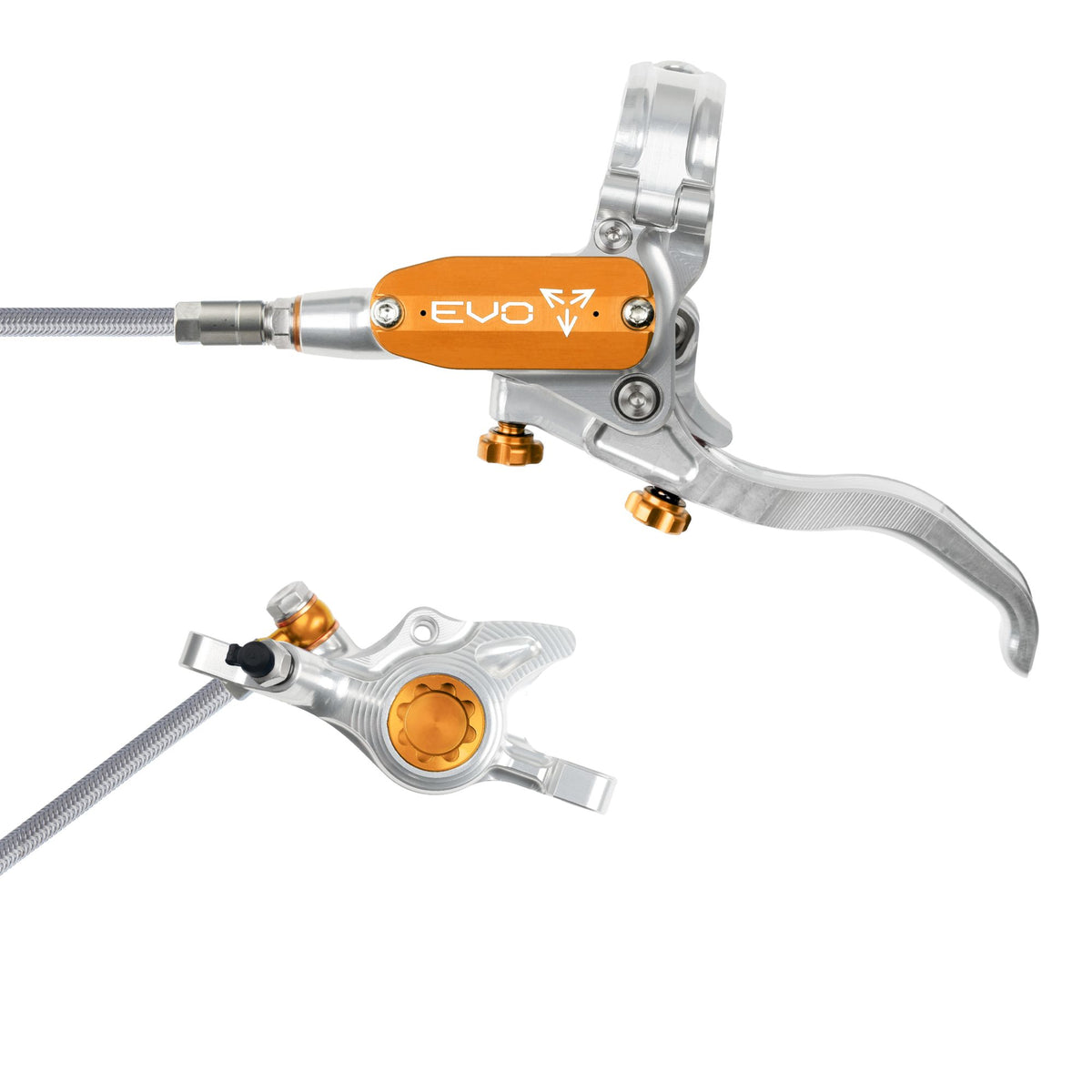 Hope Brake EVO X2 No Rotor BRAIDED LH- Silver/Orange