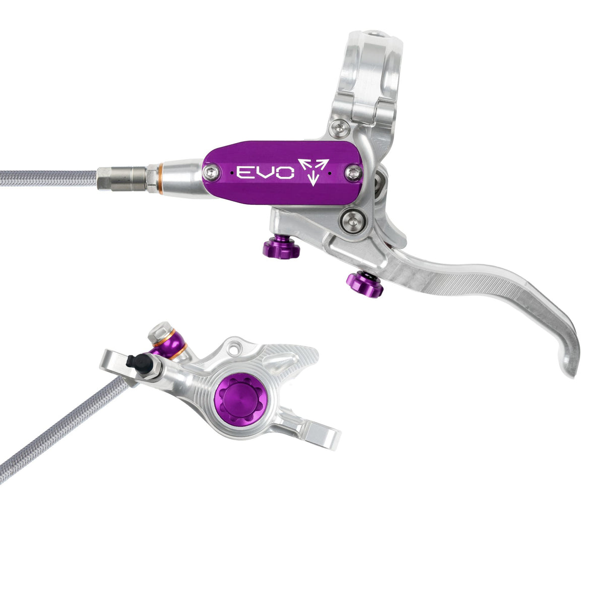 Hope Brake EVO X2 No Rotor BRAIDED LH- Silver/Purple