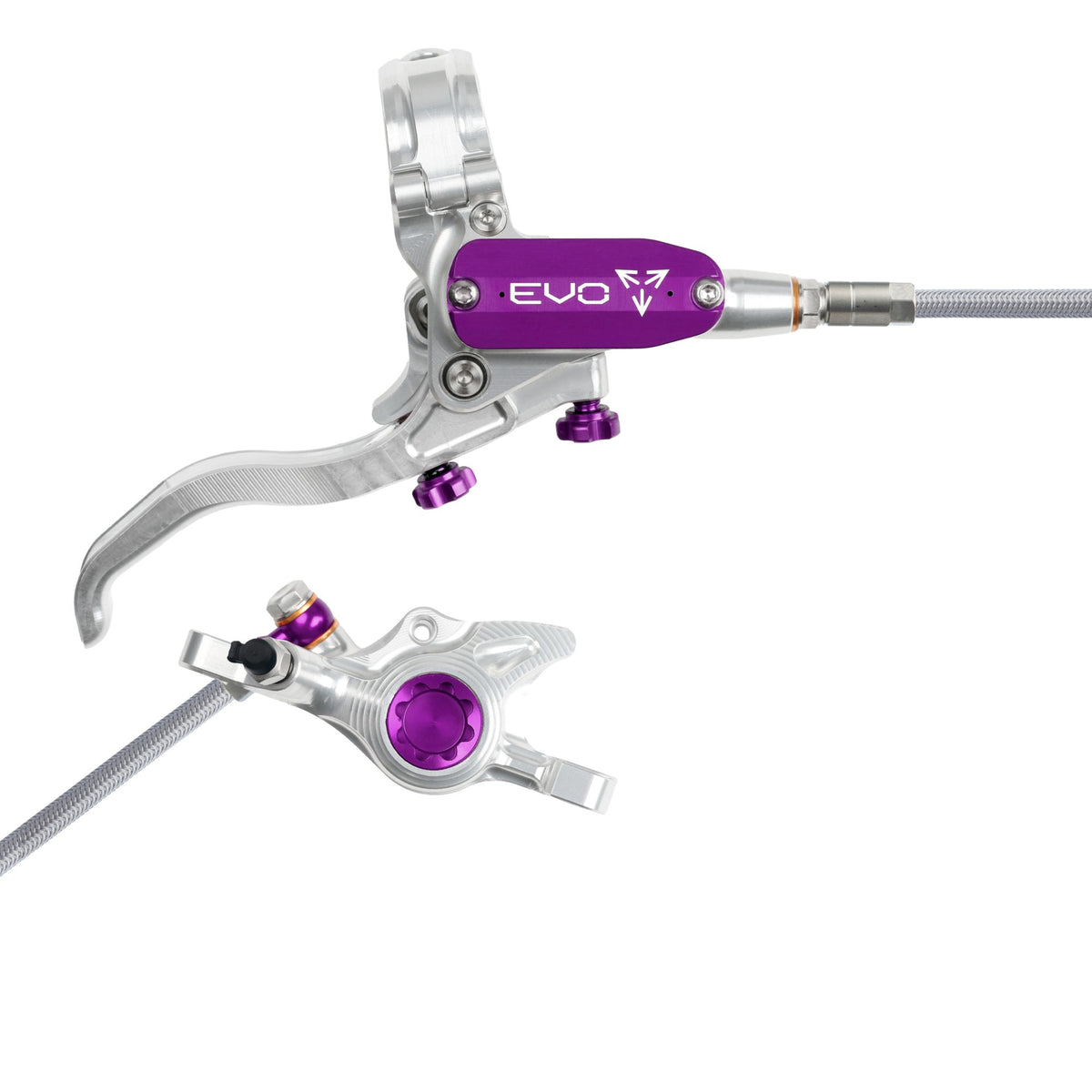 Hope Brake EVO X2 No Rotor BRAIDED RH- Silver/Purple