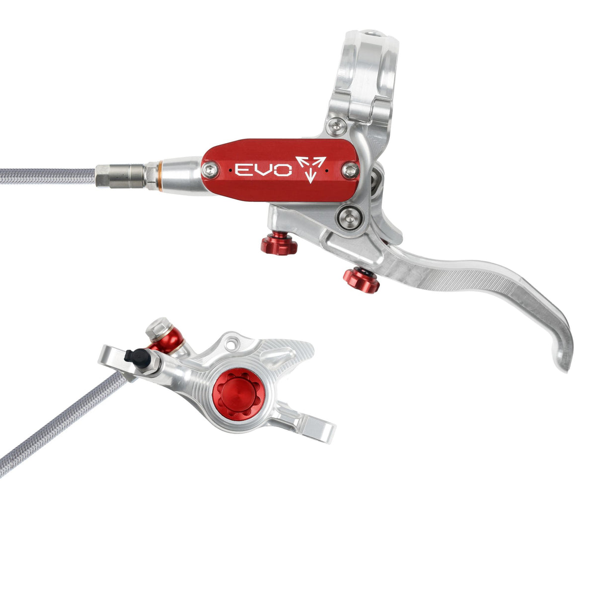 Hope Brake EVO X2 No Rotor BRAIDED LH- Silver/Red