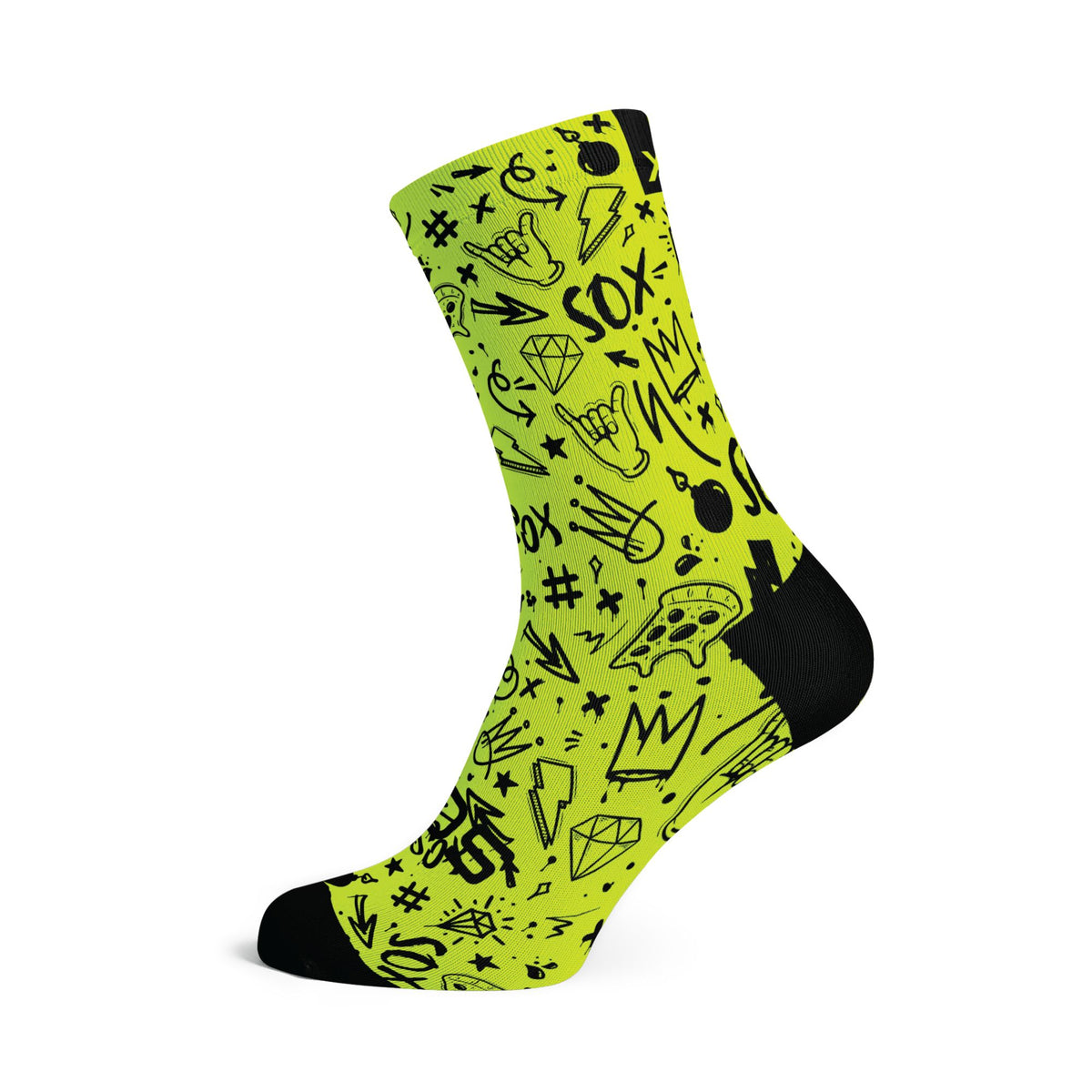 SOX Footwear Crew Socks- Fluo Doodle