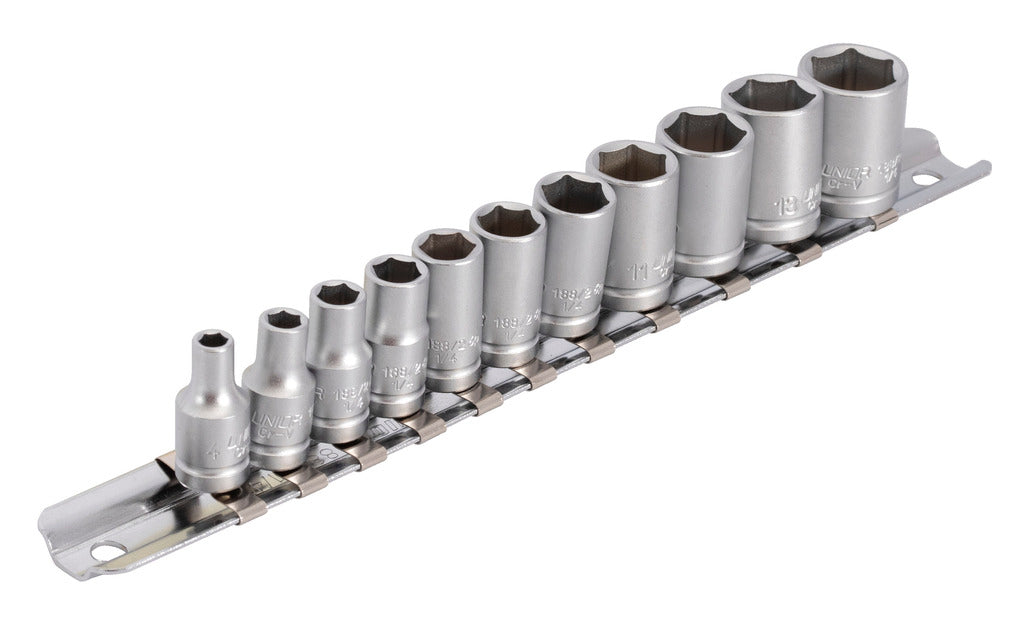 UNIOR SOCKET SET 1/4" ON RAIL