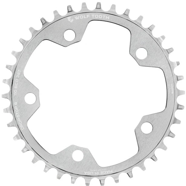110 BCD 5 BOLT CR 38T DROP-STOP B RAW SILVER