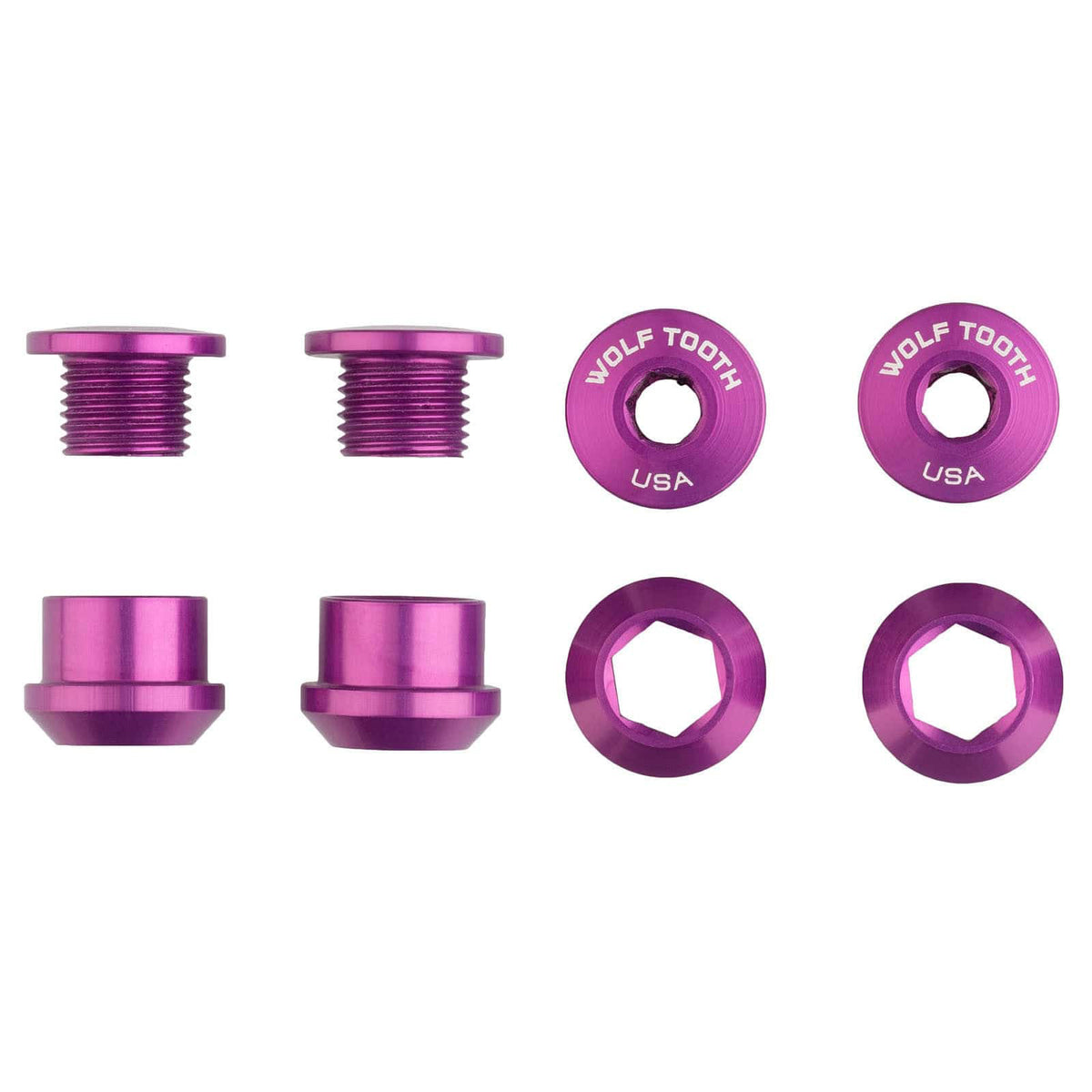 SET OF 4 CHAINRING BOLTS+NUTS 1X ULTRAVIOLE