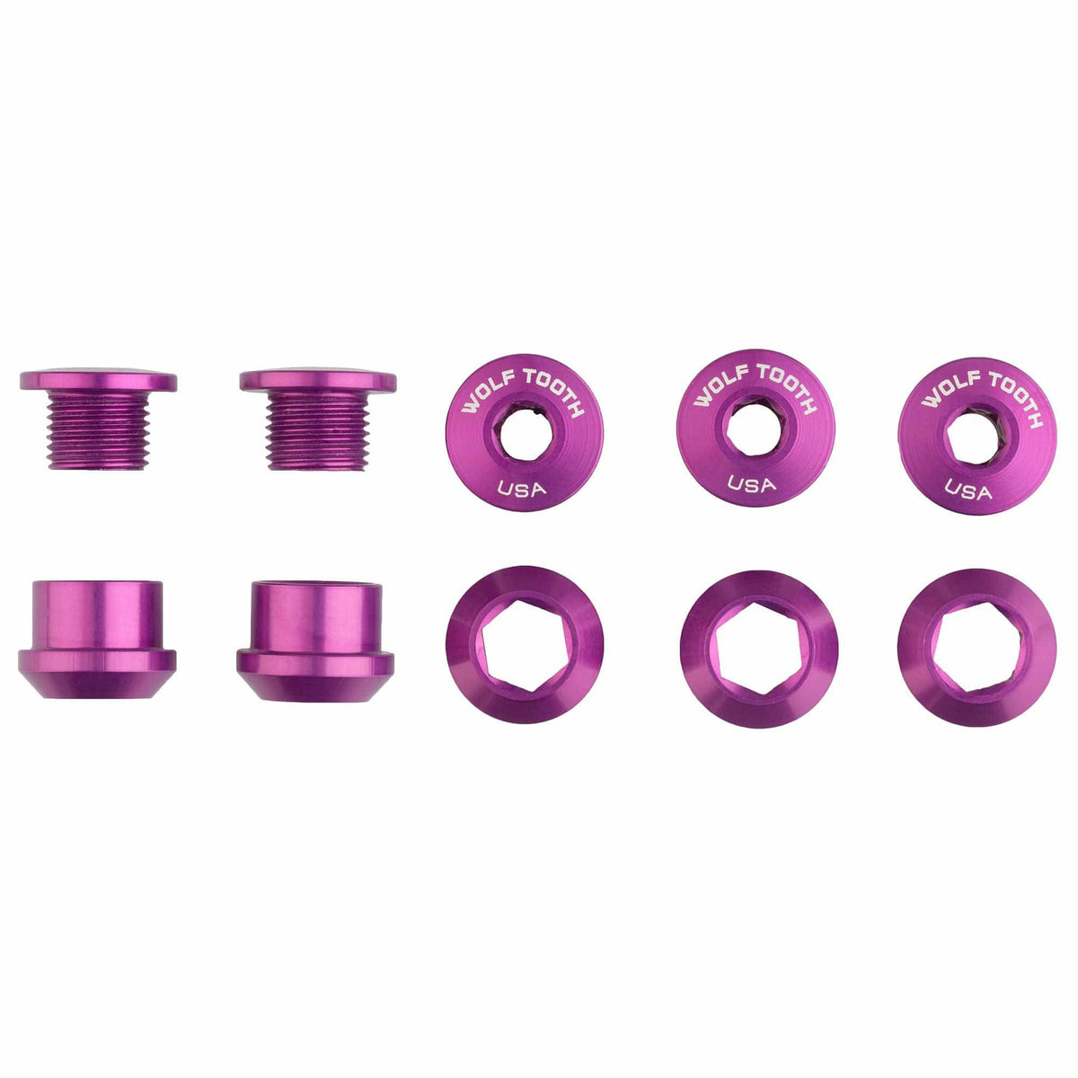 SET OF 5 CHAINRING BOLTS+NUTS 1X ULTRAVIOLE