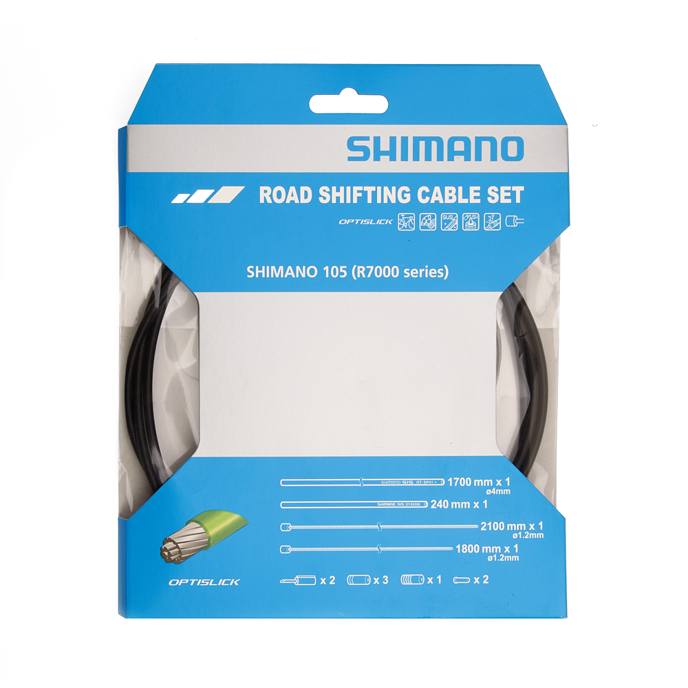 Shimano, Shifter Cable and Housing Set, Optislick, Cables; 1800/2100mm, Housing; 1700mm, Black, Shimano, Road, IOTSP41SET08
